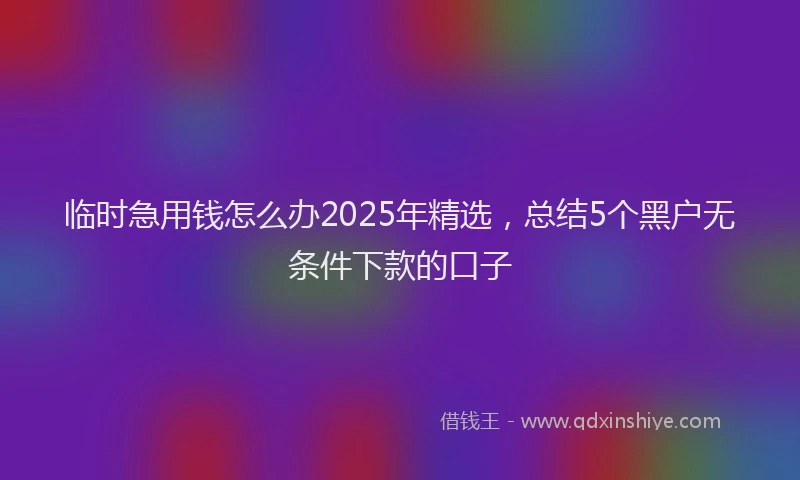 临时急用钱怎么办2025年精选,总结5个黑户无条件下款的口子