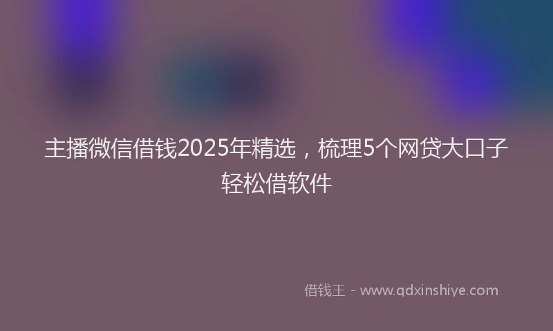 主播微信借钱2025年精选，梳理5个网贷大口子轻松借软件