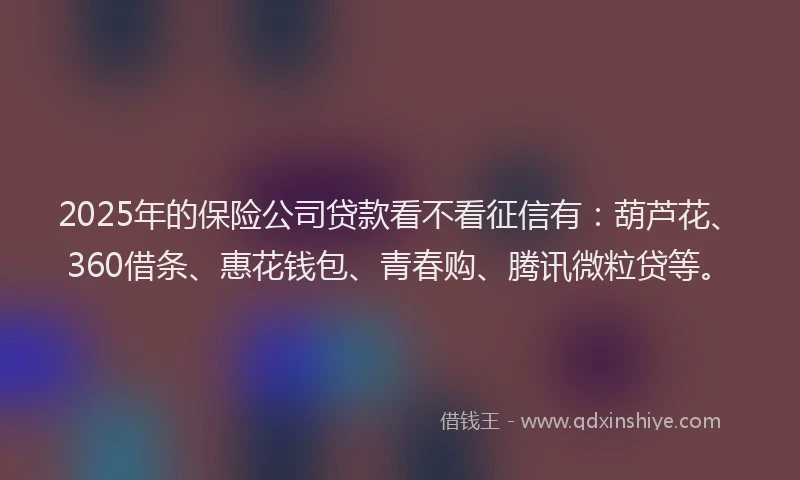 2025年的保险公司贷款看不看征信有：葫芦花、360借条、惠花钱包、青春购、腾讯微粒贷等。