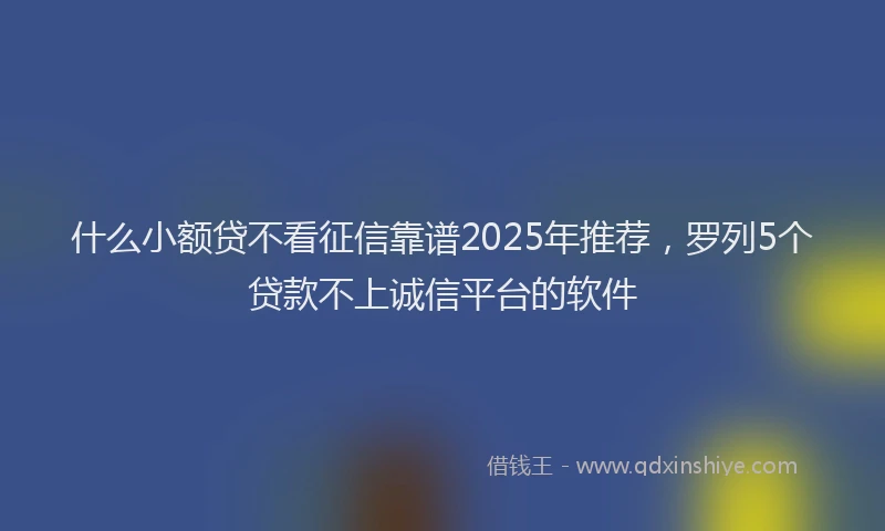 什么小额贷不看征信靠谱2025年推荐，罗列5个贷款不上诚信平台的软件