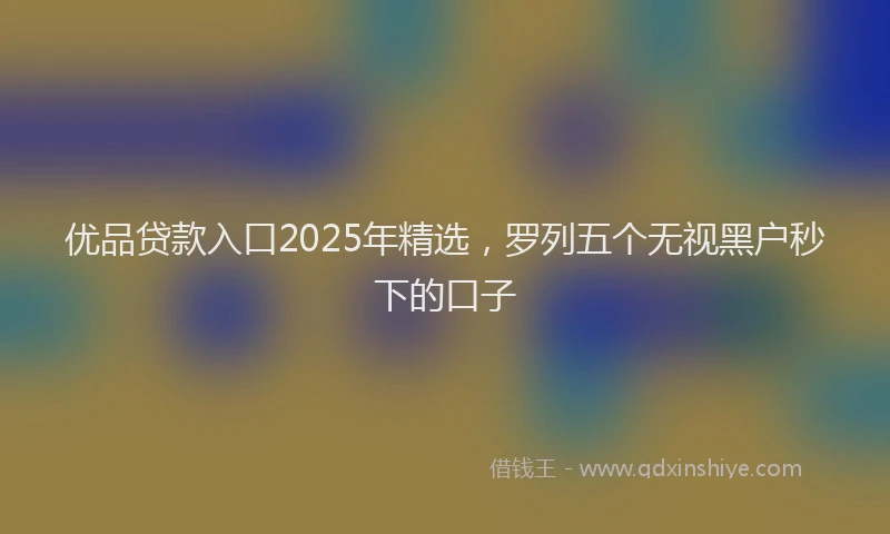 优品贷款入口2025年精选，罗列五个无视黑户秒下的口子
