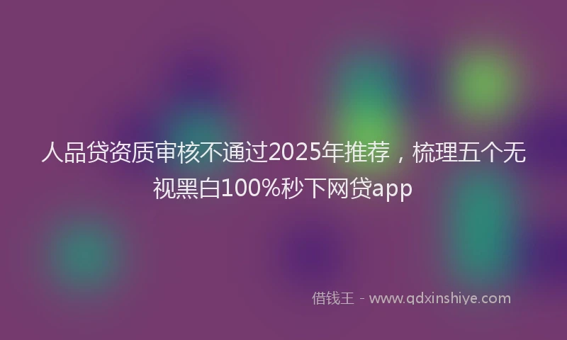 人品贷资质审核不通过2025年推荐，梳理五个无视黑白100%秒下网贷app