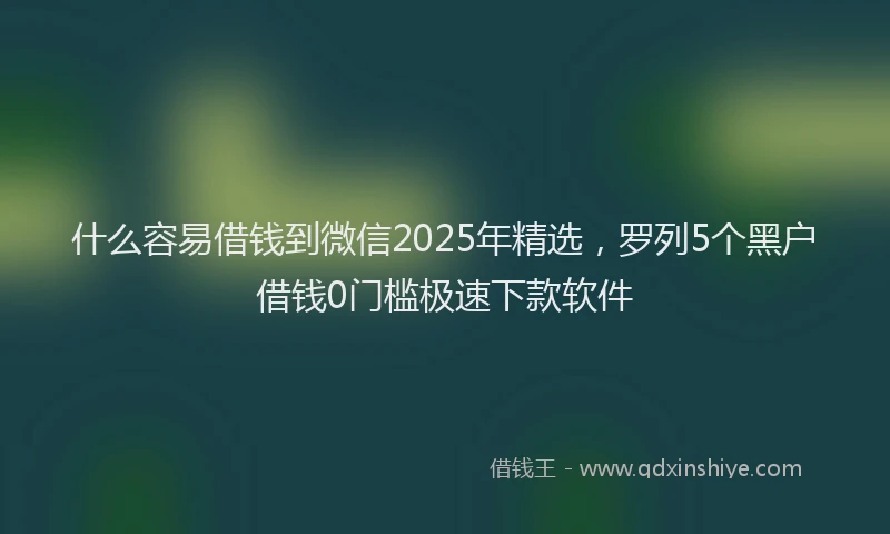 什么容易借钱到微信2025年精选,罗列5个黑户借钱0门槛极速下款软件