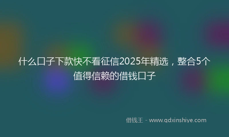 什么口子下款快不看征信2025年精选，整合5个值得信赖的借钱口子