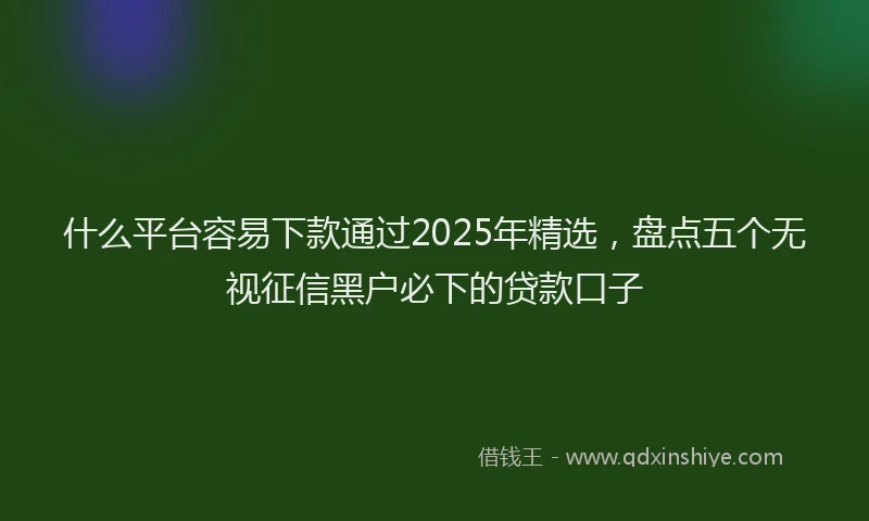 什么平台容易下款通过2025年精选，盘点五个无视征信黑户必下的贷款口子