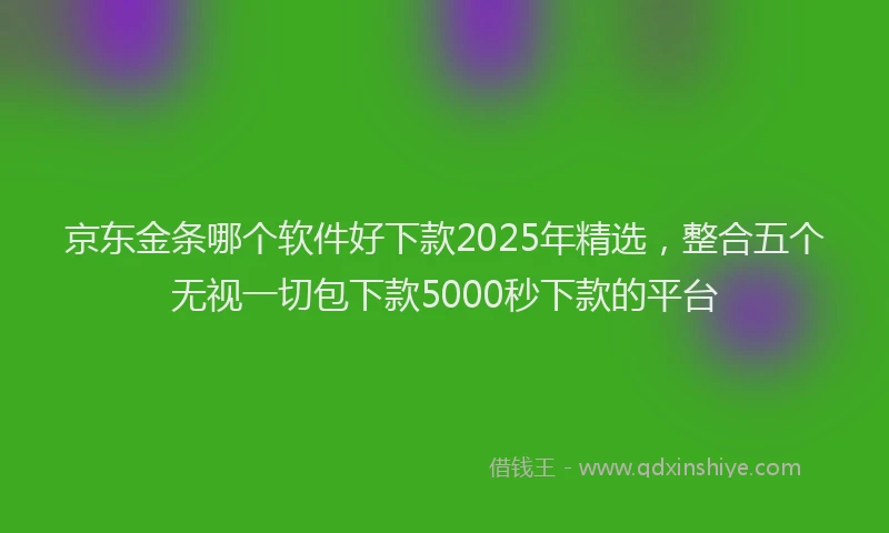 京东金条哪个软件好下款2025年精选，整合五个无视一切包下款5000秒下款的平台