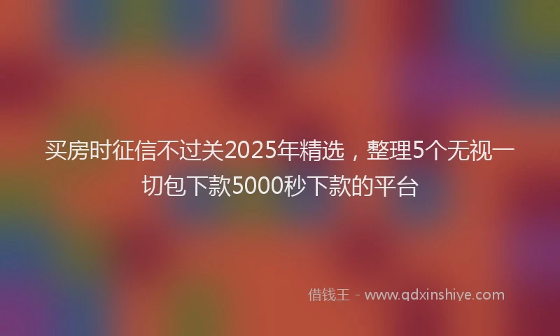 买房时征信不过关2025年精选，整理5个无视一切包下款5000秒下款的平台