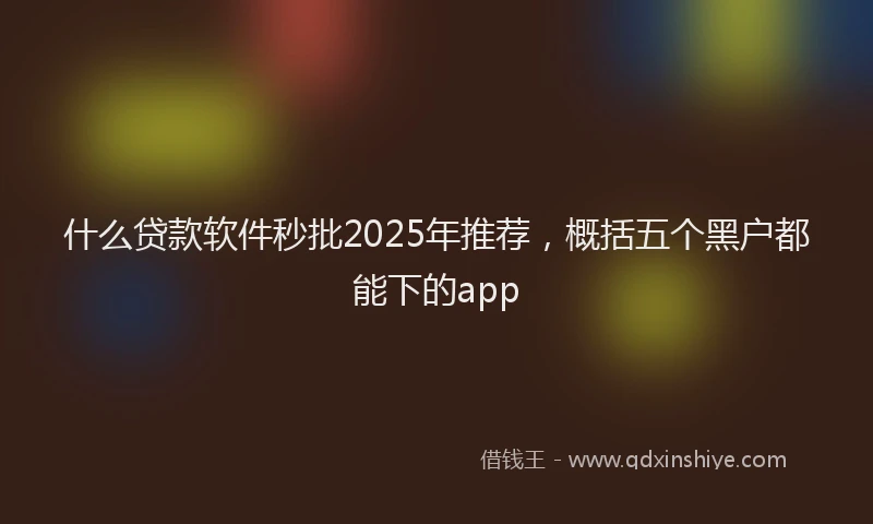 什么贷款软件秒批2025年推荐，概括五个黑户都能下的app