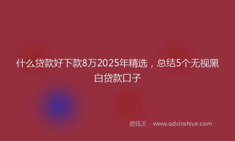 什么贷款好下款8万2025年精选，总结5个无视黑白贷款口子