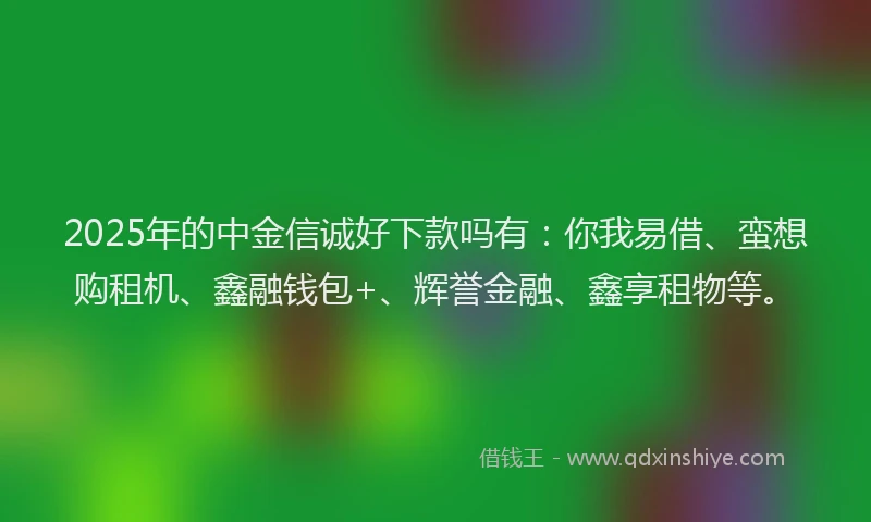 2025年的中金信诚好下款吗有：你我易借、蛮想购租机、鑫融钱包+、辉誉金融、鑫享租物等。