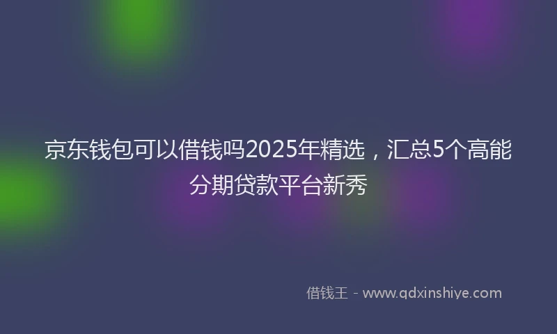 京东钱包可以借钱吗2025年精选，汇总5个高能分期贷款平台新秀