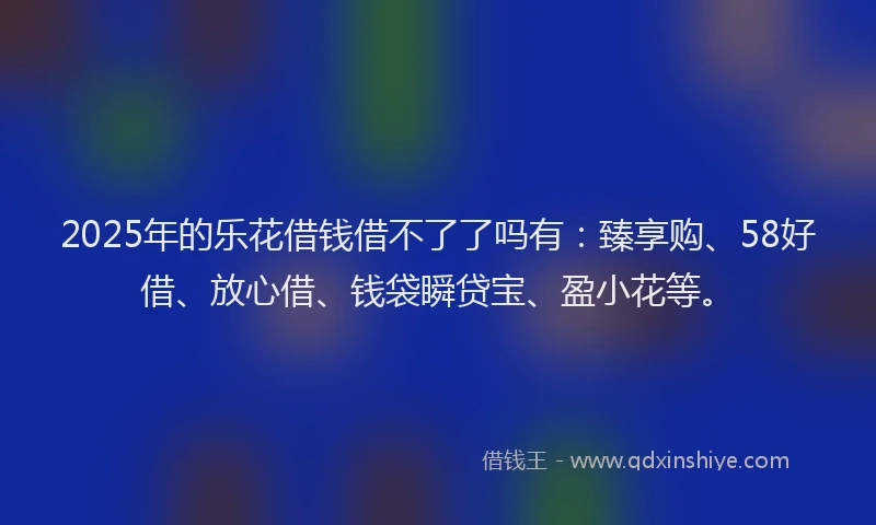 2025年的乐花借钱借不了了吗有：臻享购、58好借、放心借、钱袋瞬贷宝、盈小花等。