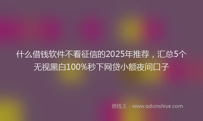 什么借钱软件不看征信的2025年推荐,汇总5个无视黑白100%秒下网贷小额夜间口子