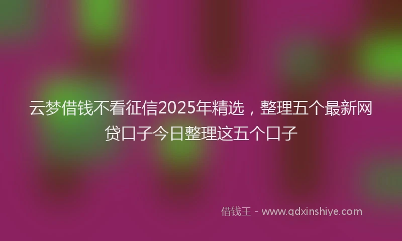 云梦借钱不看征信2025年精选，整理五个最新网贷口子今日整理这五个口子