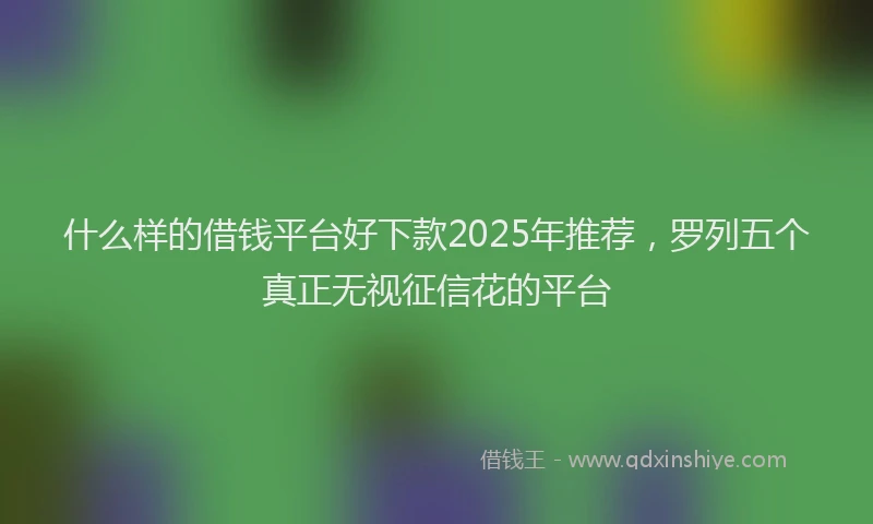 什么样的借钱平台好下款2025年推荐，罗列五个真正无视征信花的平台