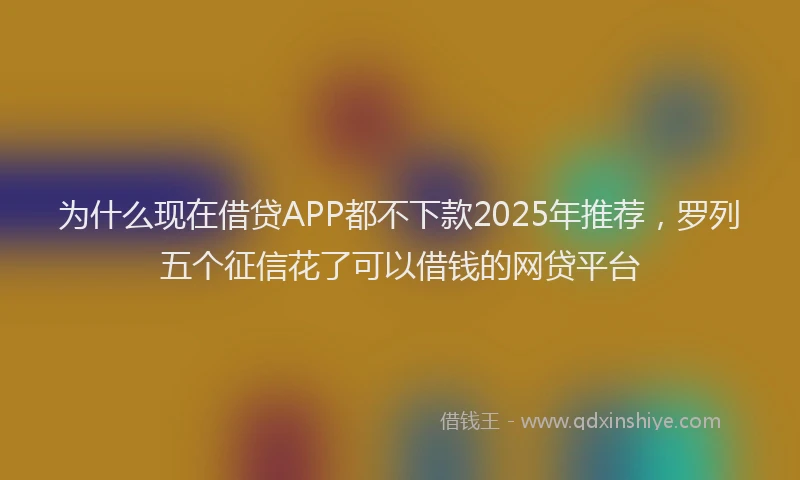 为什么现在借贷APP都不下款2025年推荐,罗列五个征信花了可以借钱的网贷平台