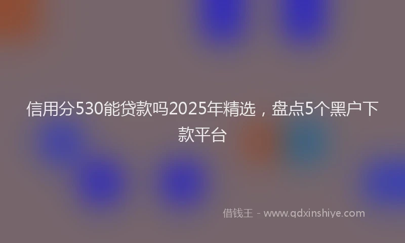 信用分530能贷款吗2025年精选,盘点5个黑户下款平台