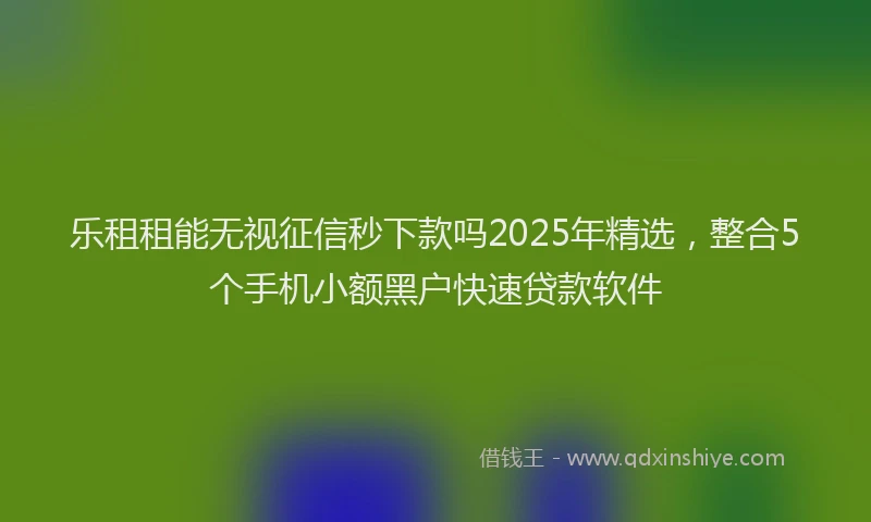 乐租租能无视征信秒下款吗2025年精选，整合5个手机小额黑户快速贷款软件