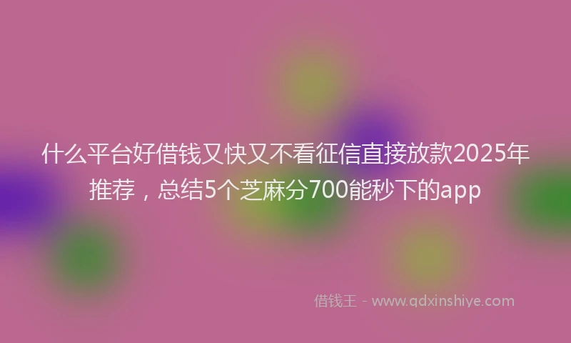 什么平台好借钱又快又不看征信直接放款2025年推荐，总结5个芝麻分700能秒下的app