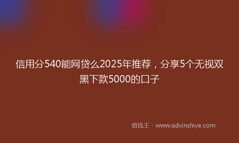 信用分540能网贷么2025年推荐，分享5个无视双黑下款5000的口子