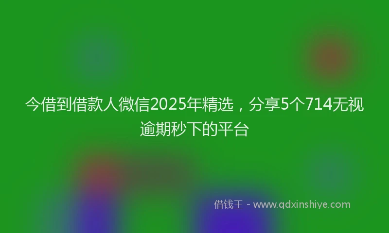 今借到借款人微信2025年精选,分享5个714无视逾期秒下的平台