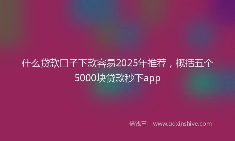 什么贷款口子下款容易2025年推荐，概括五个5000块贷款秒下app