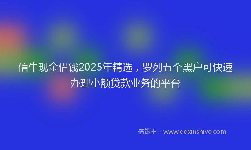 信牛现金借钱2025年精选，罗列五个黑户可快速办理小额贷款业务的平台