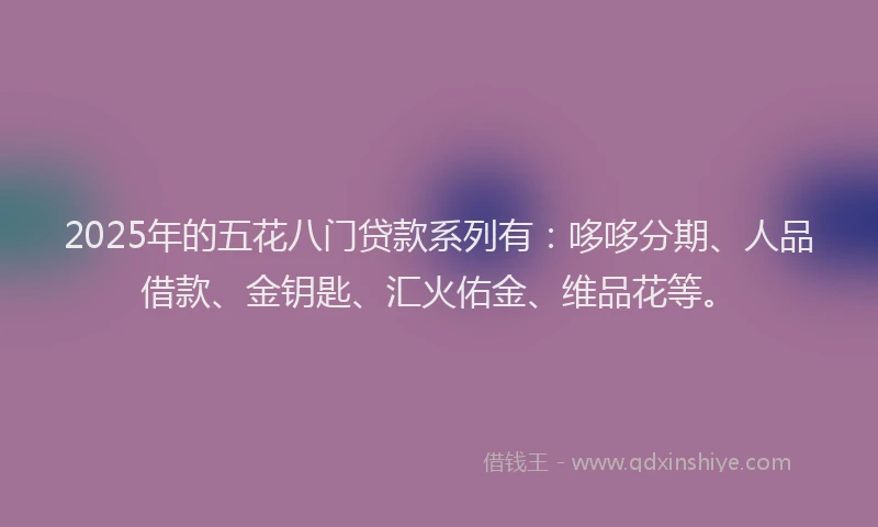 2025年的五花八门贷款系列有：哆哆分期、人品借款、金钥匙、汇火佑金、维品花等。