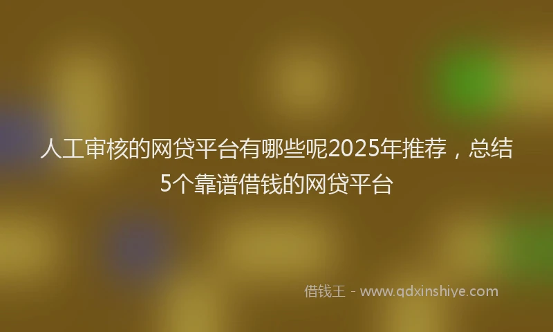 人工审核的网贷平台有哪些呢2025年推荐，总结5个靠谱借钱的网贷平台