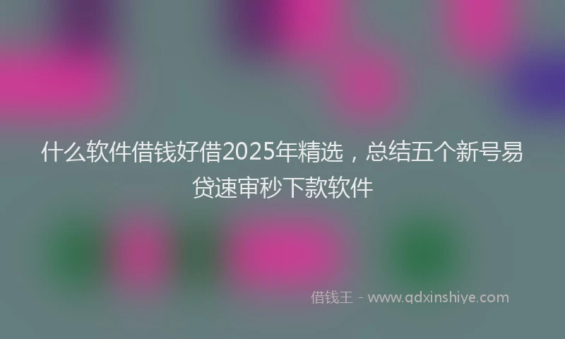 什么软件借钱好借2025年精选，总结五个新号易贷速审秒下款软件