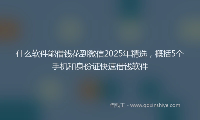 什么软件能借钱花到微信2025年精选，概括5个手机和身份证快速借钱软件