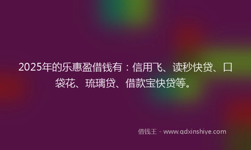 2025年的乐惠盈借钱有：信用飞、读秒快贷、口袋花、琉璃贷、借款宝快贷等。
