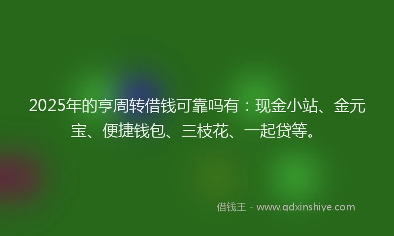 2025年的亨周转借钱可靠吗有：现金小站、金元宝、便捷钱包、三枝花、一起贷等。