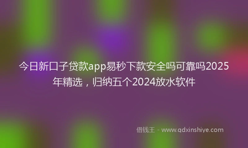 今日新口子贷款app易秒下款安全吗可靠吗2025年精选，归纳五个2024放水软件
