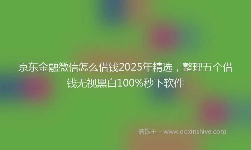 京东金融微信怎么借钱2025年精选，整理五个借钱无视黑白100%秒下软件