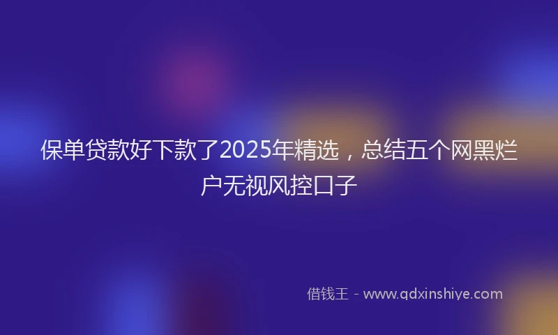 保单贷款好下款了2025年精选，总结五个网黑烂户无视风控口子