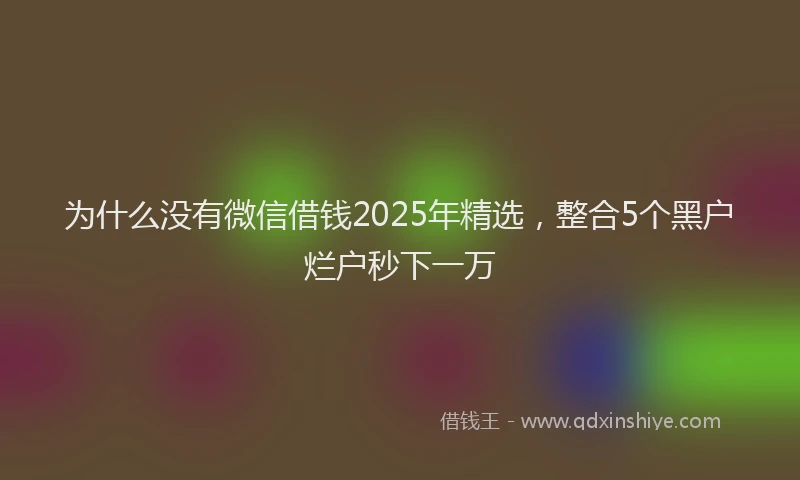 为什么没有微信借钱2025年精选，整合5个黑户烂户秒下一万