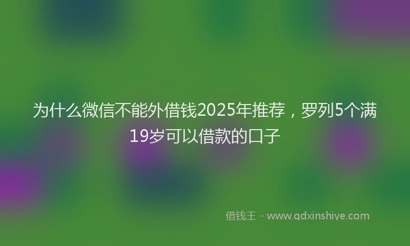 为什么微信不能外借钱2025年推荐，罗列5个满19岁可以借款的口子