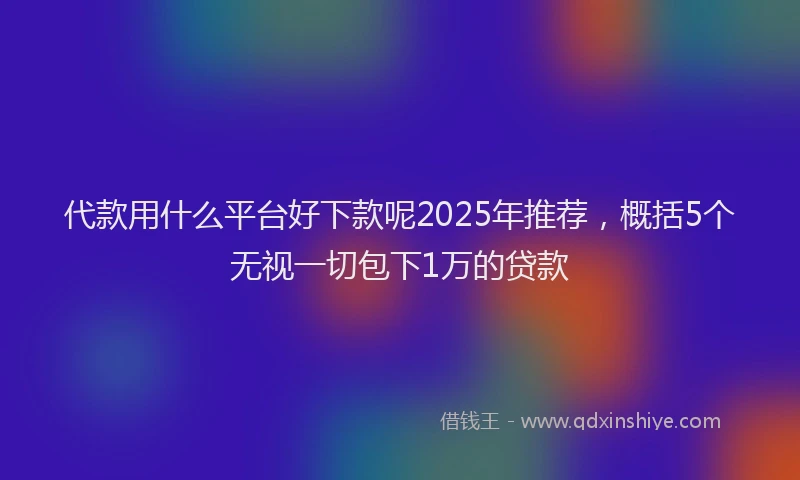 代款用什么平台好下款呢2025年推荐，概括5个无视一切包下1万的贷款