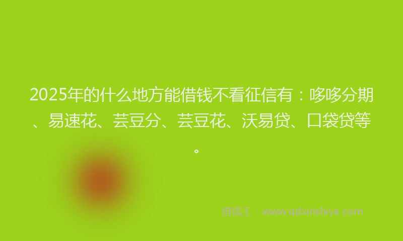 2025年的什么地方能借钱不看征信有：哆哆分期、易速花、芸豆分、芸豆花、沃易贷、口袋贷等。