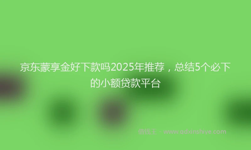 京东蒙享金好下款吗2025年推荐,总结5个必下的小额贷款平台