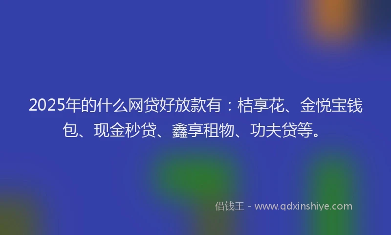 2025年的什么网贷好放款有：桔享花、金悦宝钱包、现金秒贷、鑫享租物、功夫贷等。