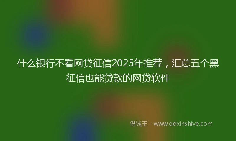 什么银行不看网贷征信2025年推荐，汇总五个黑征信也能贷款的网贷软件