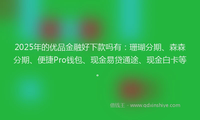 2025年的优品金融好下款吗有：珊瑚分期、森森分期、便捷Pro钱包、现金易贷通途、现金白卡等。