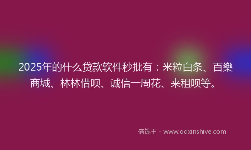 2025年的什么贷款软件秒批有：米粒白条、百樂商城、林林借呗、诚信一周花、来租呗等。