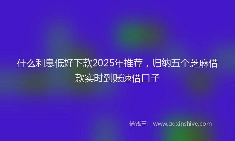 什么利息低好下款2025年推荐，归纳五个芝麻借款实时到账速借口子