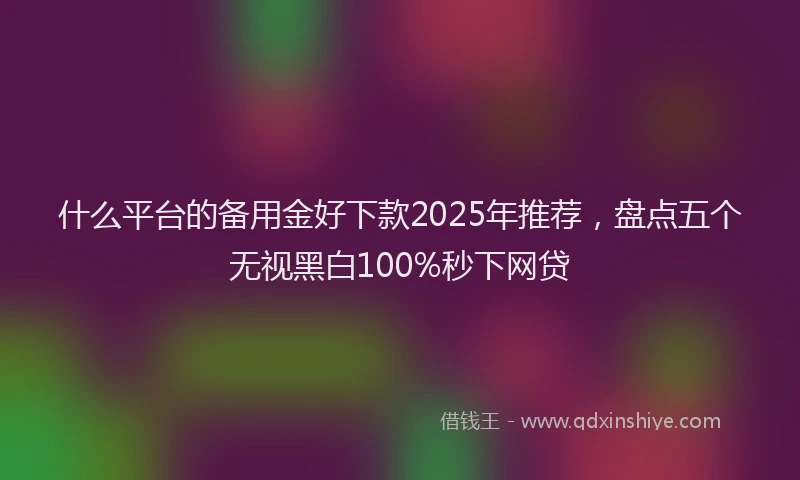 什么平台的备用金好下款2025年推荐，盘点五个无视黑白100%秒下网贷