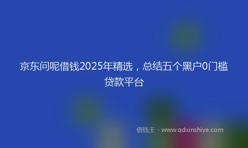 京东问呢借钱2025年精选，总结五个黑户0门槛贷款平台