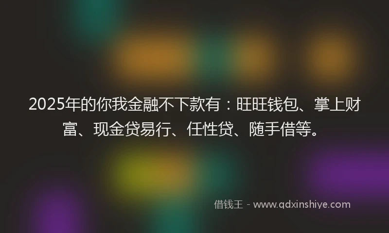 2025年的你我金融不下款有：旺旺钱包、掌上财富、现金贷易行、任性贷、随手借等。