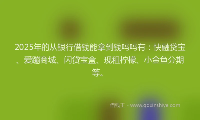 2025年的从银行借钱能拿到钱吗吗有：快融贷宝、爱蹦商城、闪贷宝盒、现租柠檬、小金鱼分期等。